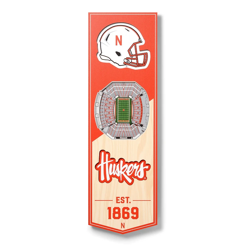 Nebraska Huskers 6'' x 19'' 3D StadiumView Banner