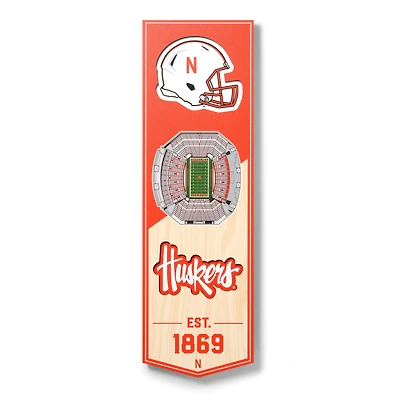 Nebraska Huskers 6'' x 19'' 3D StadiumView Banner
