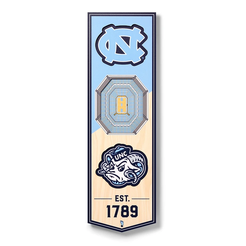 North Carolina Tar Heels 6'' x 19'' 3D StadiumView Banner