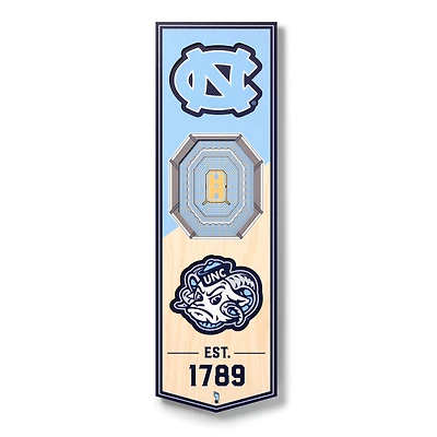 North Carolina Tar Heels 6'' x 19'' 3D StadiumView Banner