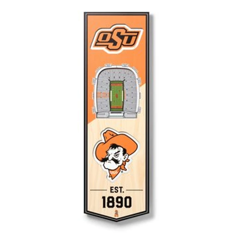 Oklahoma State Cowboys 6'' x 19'' 3D StadiumView Banner
