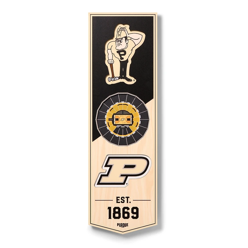 Purdue Boilermakers 6'' x 19'' 3D StadiumView Team Banner