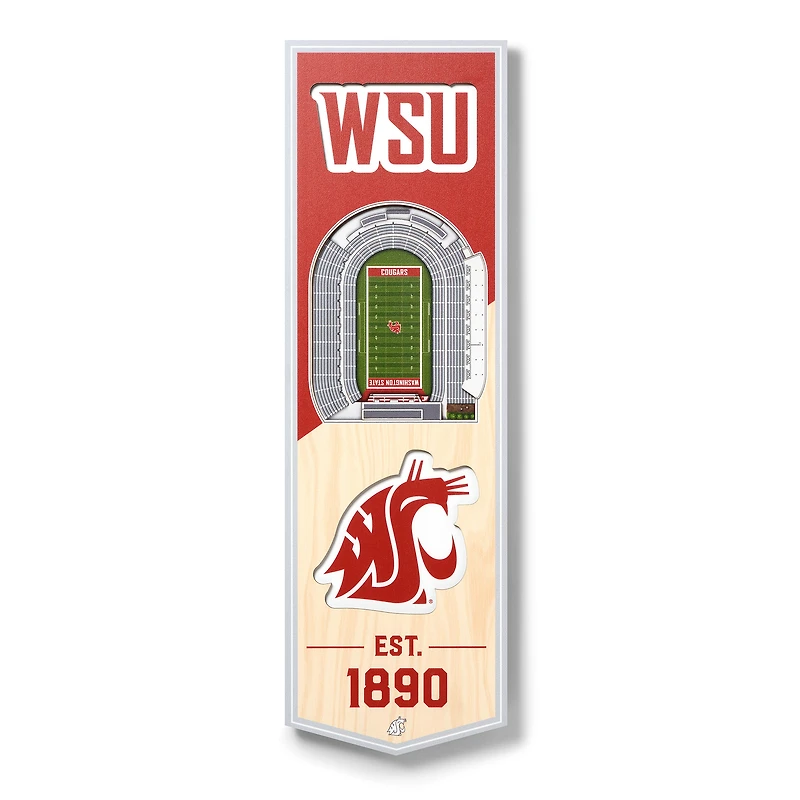 Washington State Cougars 6'' x 19'' 3D StadiumView Banner