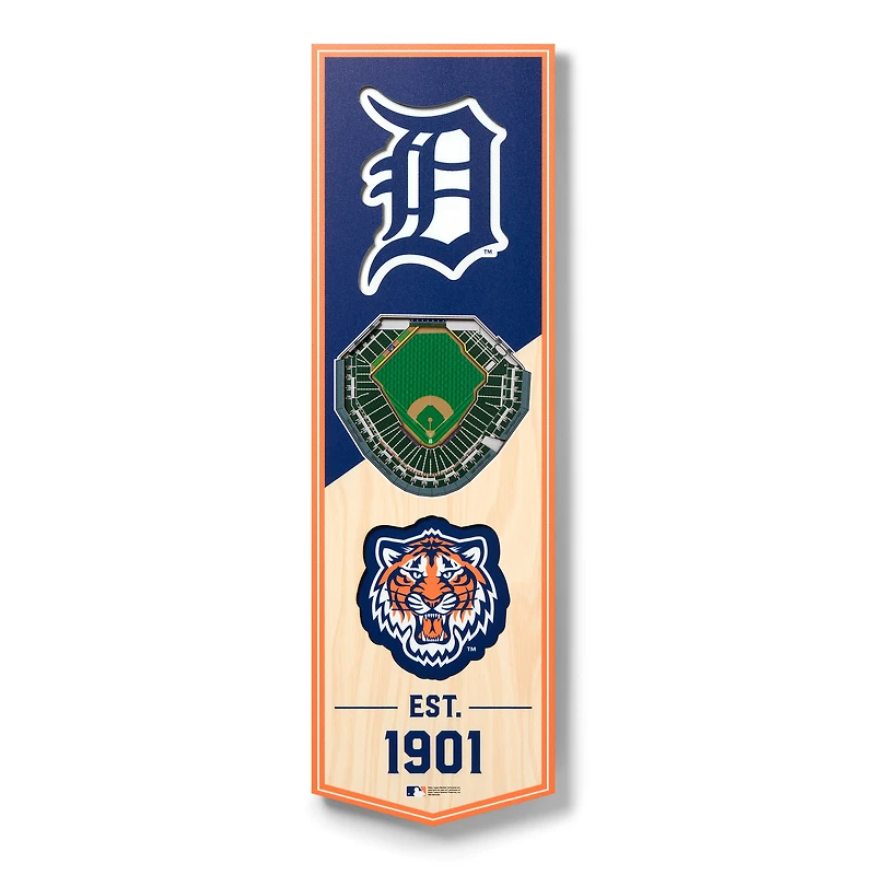 Detroit Tigers 6'' x 19'' 3D StadiumView Banner