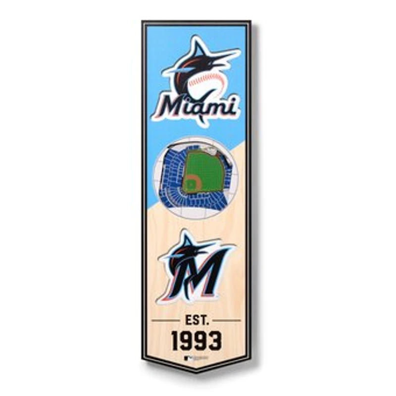 Miami Marlins 6'' x 19'' 3D StadiumView Banner