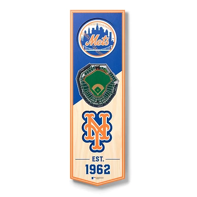 New York Mets 6'' x 19'' 3D StadiumView Banner