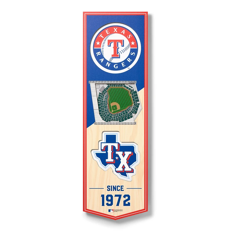 Texas Rangers 6'' x 19'' 3D StadiumView Banner