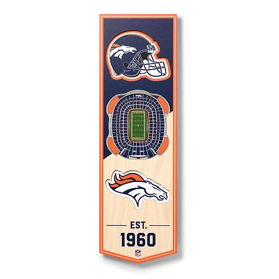 Denver Broncos 6'' x 19'' 3D StadiumView Banner