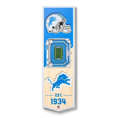 Detroit Lions 6'' x 19'' 3D StadiumView Banner
