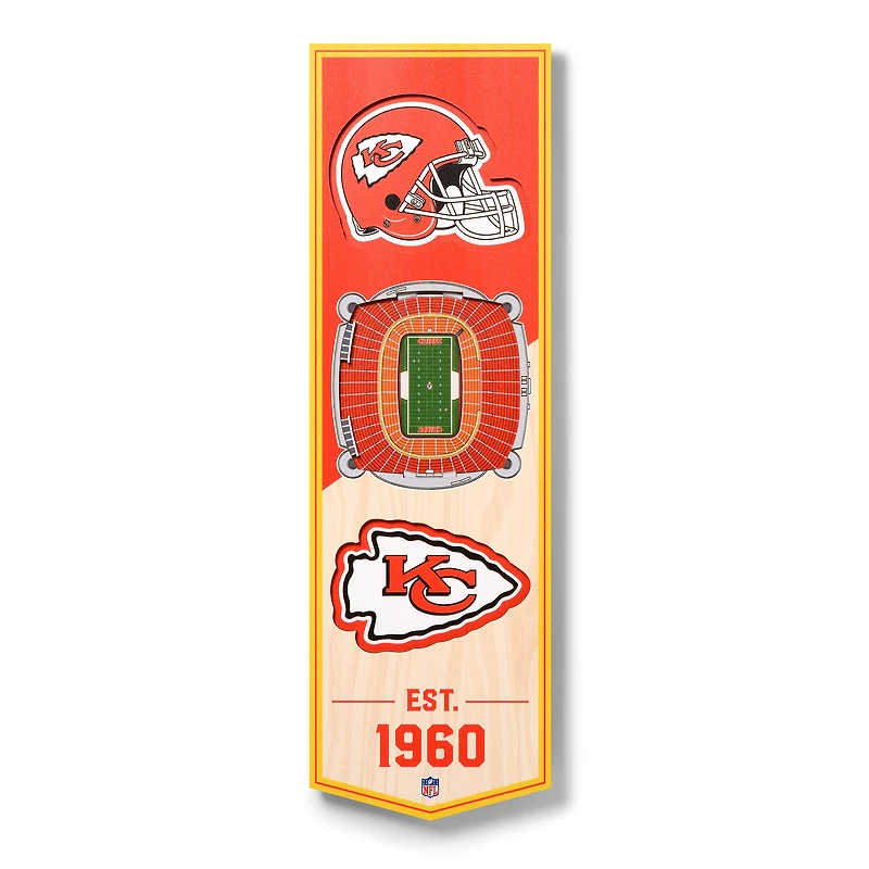 Kansas City Chiefs 6'' x 19'' 3D StadiumView Banner
