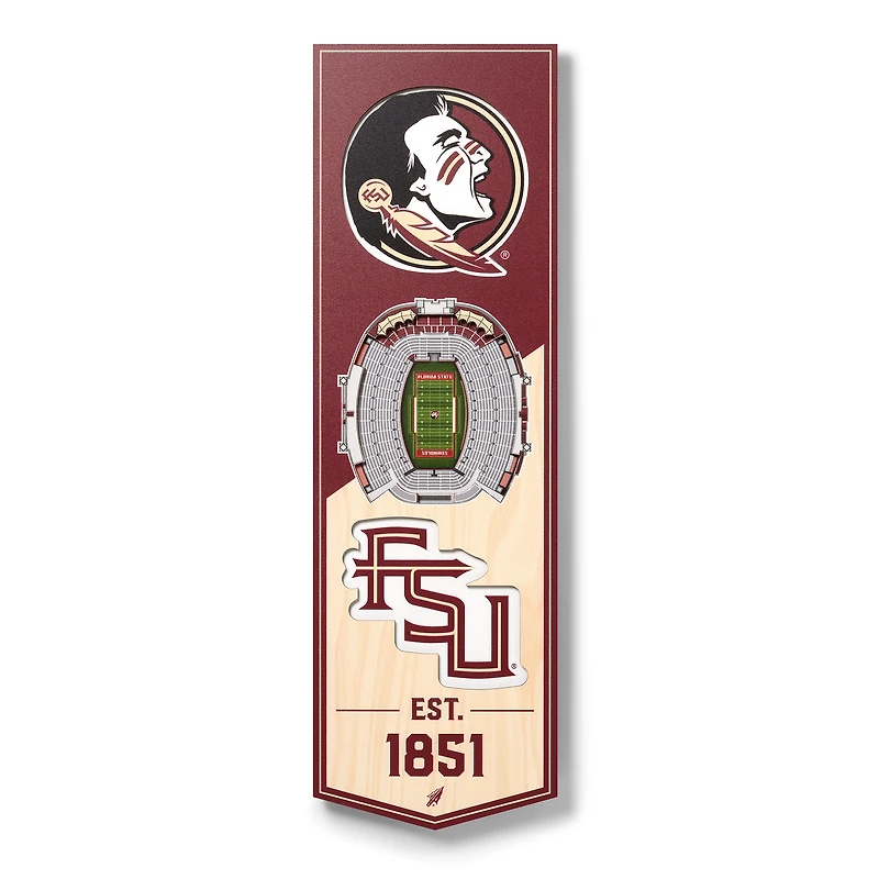 Florida State Seminoles 6'' x 19'' 3D StadiumView Banner