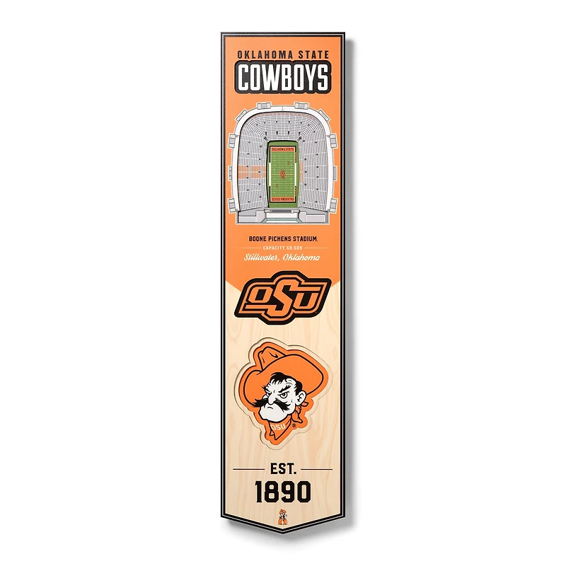 Oklahoma State Cowboys 8'' x 32'' 3D StadiumView Banner