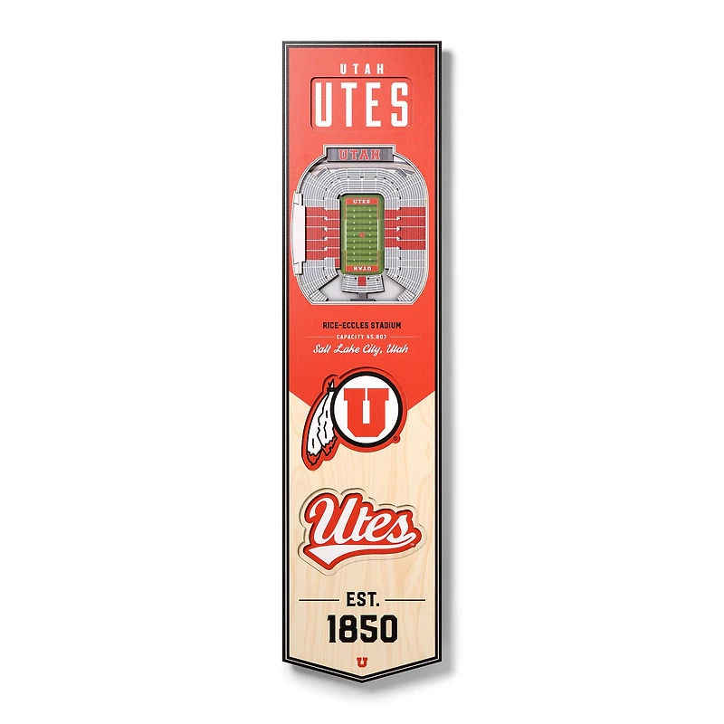 Utah Utes 8'' x 32'' 3D StadiumView Banner