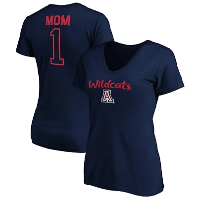 Women's Navy Arizona Wildcats #1 Mom V-Neck T-Shirt
