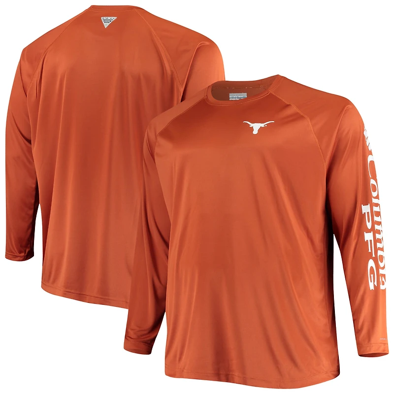Men's Columbia Texas Orange Longhorns Big & Tall Terminal Tackle Long Sleeve Omni-Shade Raglan T-Shirt