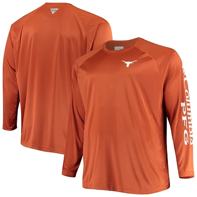 Men's Columbia Texas Orange Longhorns Big & Tall Terminal Tackle Long Sleeve Omni-Shade Raglan T-Shirt