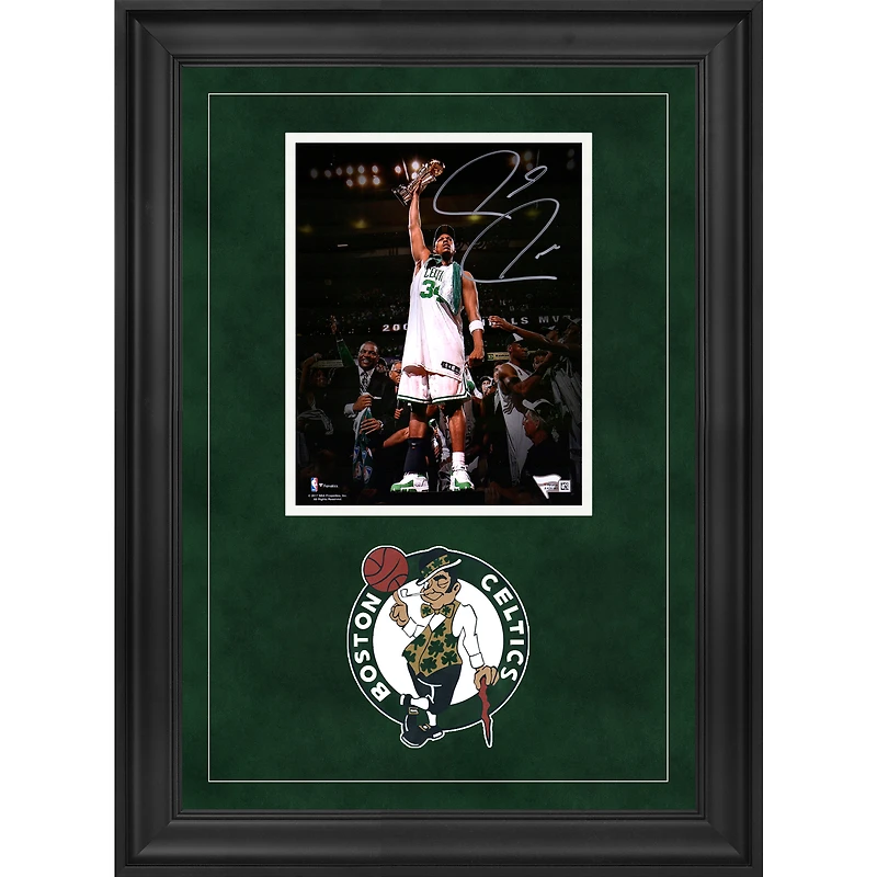 Paul Pierce Boston Celtics Deluxe Framed Autographed 8" x 10" Holding Trophy Photograph