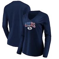 Women's Navy San Francisco 49ers Banner Wave V-Neck Long Sleeve T-Shirt