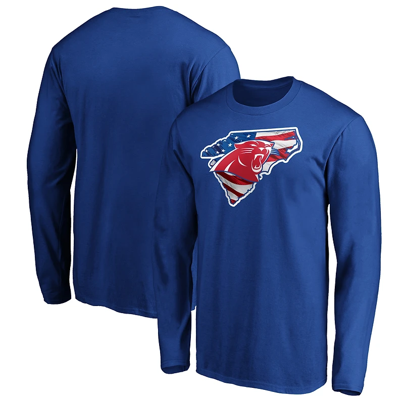 Men's Royal Carolina Panthers Banner State Long Sleeve T-Shirt