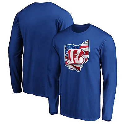 Men's Royal Cincinnati Bengals Banner State Long Sleeve T-Shirt