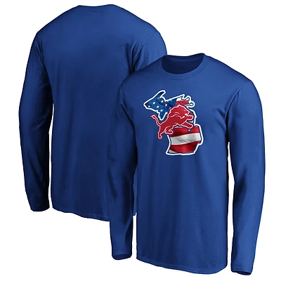 Men's Royal Detroit Lions Banner State Long Sleeve T-Shirt