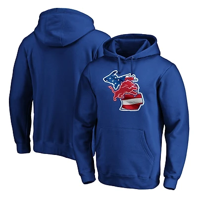 Men's Royal Detroit Lions Banner State Pullover Hoodie