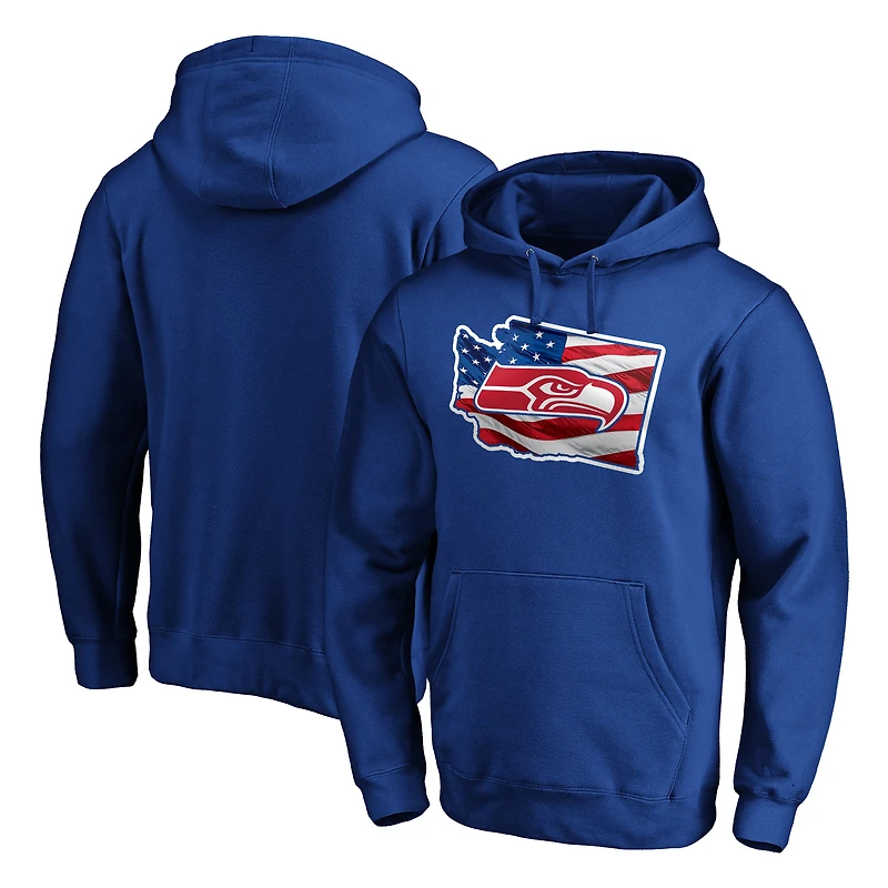 Men's Royal Seattle Seahawks Banner State Pullover Hoodie