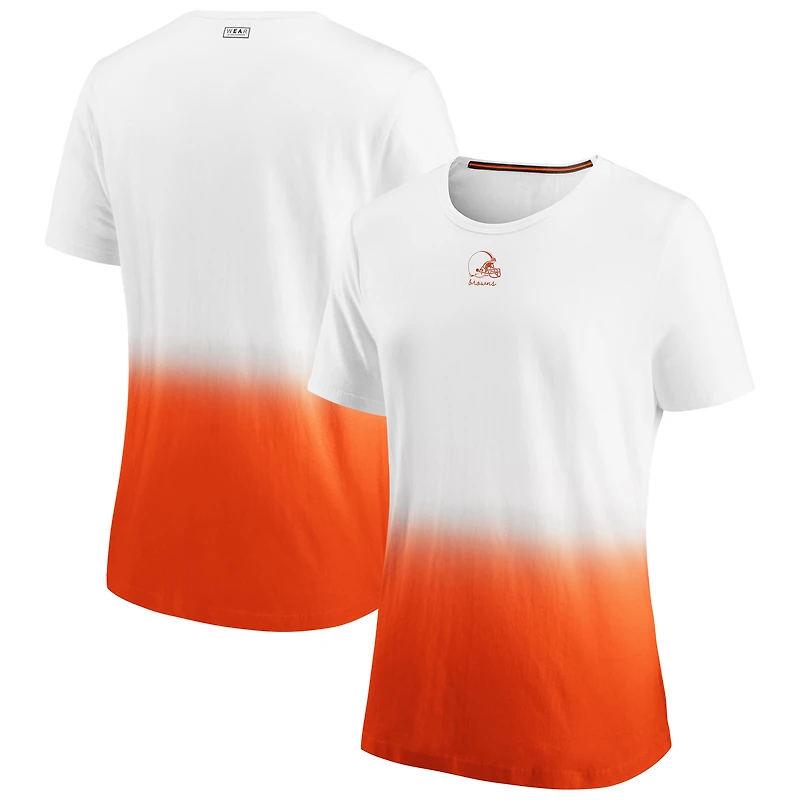 Women's WEAR By Erin Andrews White Cleveland Browns Dip Dye T-Shirt