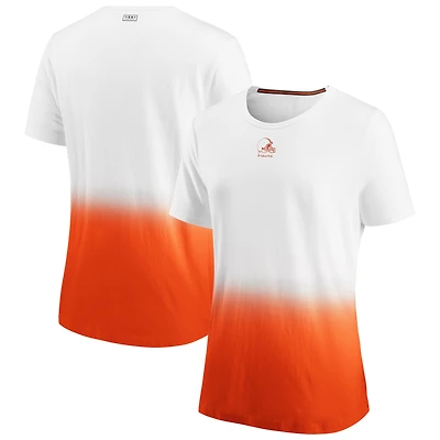 Women's WEAR By Erin Andrews White Cleveland Browns Dip Dye T-Shirt