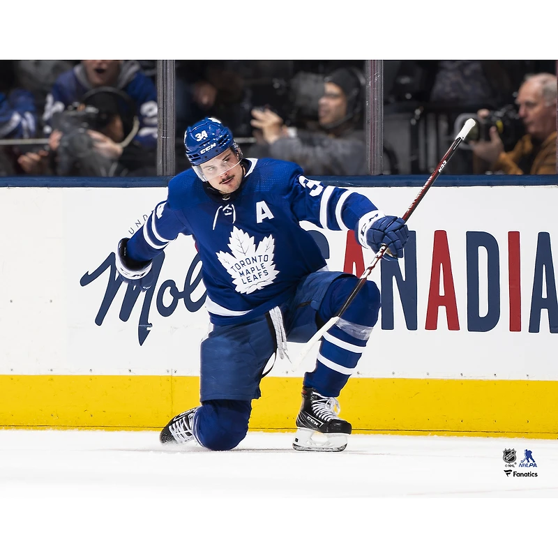 Auston Matthews Toronto Maple Leafs Unsigned Blue Jersey Goal Celebration Photograph