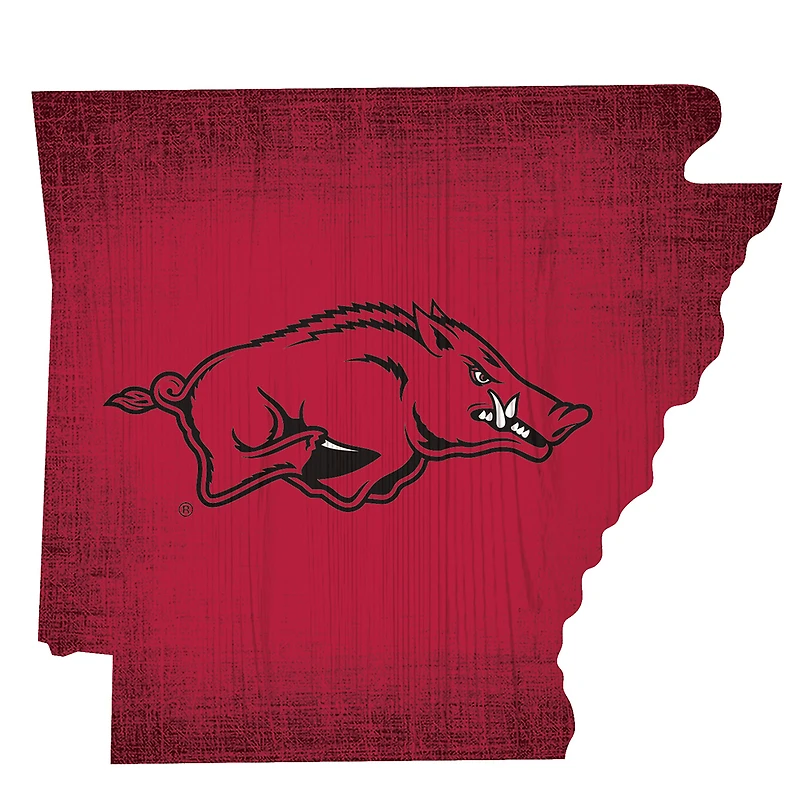 Arkansas Razorbacks 12" Logo State Sign