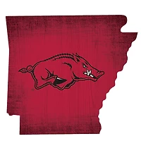 Arkansas Razorbacks 12" Logo State Sign