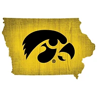 Iowa Hawkeyes 12" Logo State Sign