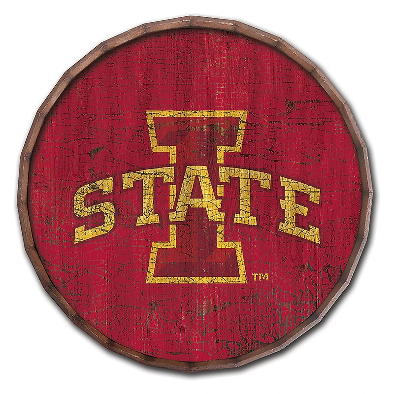 Iowa State Cyclones 24" Cracked Color Barrel Top Sign