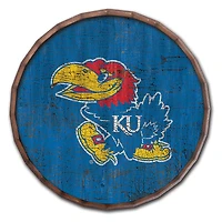 Kansas Jayhawks 24" Cracked Color Barrel Top Sign