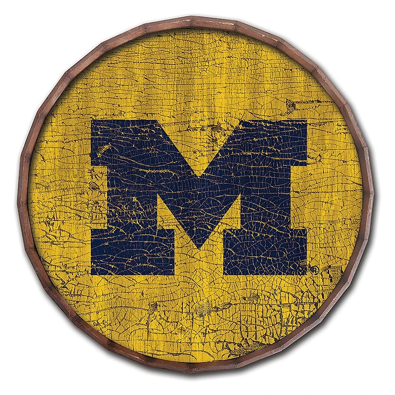 Michigan Wolverines 24" Cracked Color Barrel Top Sign