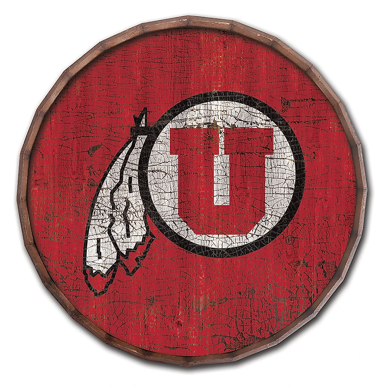 Utah Utes 24" Cracked Color Barrel Top Sign