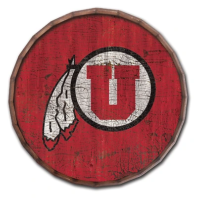 Utah Utes 24" Cracked Color Barrel Top Sign