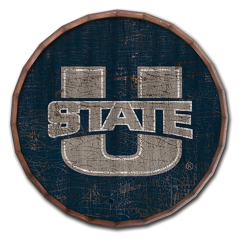 Utah State Aggies 24" Cracked Color Barrel Top Sign