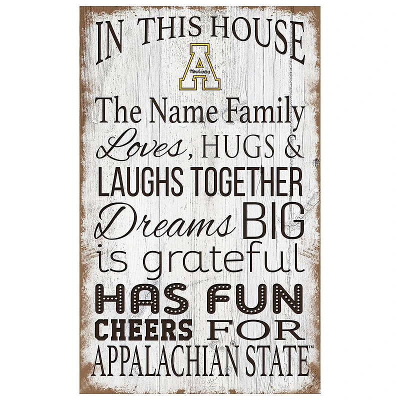 Appalachian State Mountaineers Personalized 11" x 19" In This House Sign