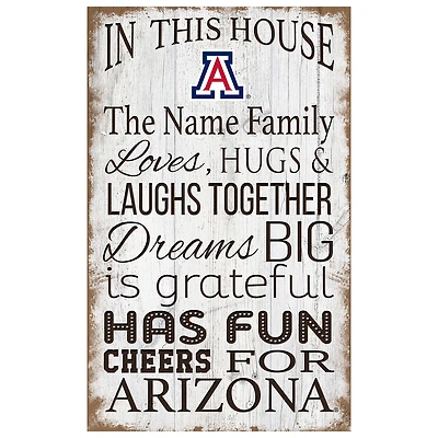 Arizona Wildcats Personalized 11" x 19" In This House Sign