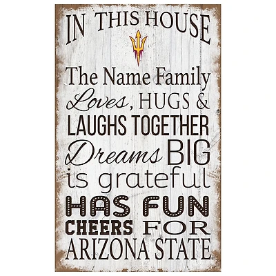 Arizona State Sun Devils Personalized 11" x 19" In This House Sign