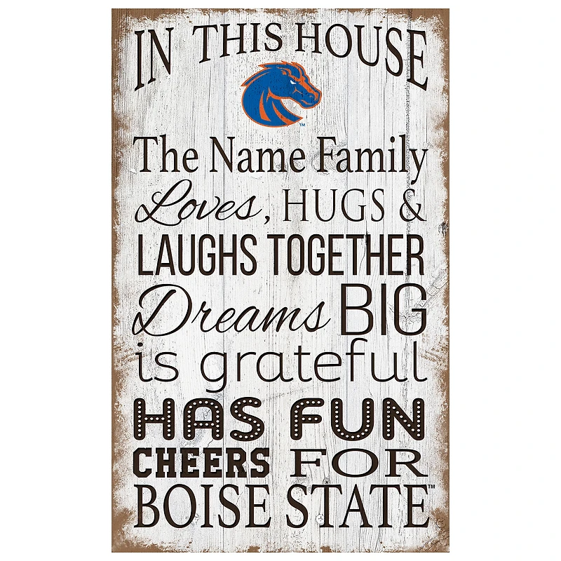 Boise State Broncos Personalized 11" x 19" In This House Sign