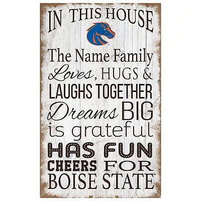 Boise State Broncos Personalized 11" x 19" In This House Sign
