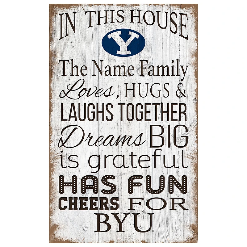 BYU Cougars Personalized 11" x 19" In This House Sign
