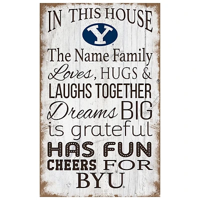 BYU Cougars Personalized 11" x 19" In This House Sign