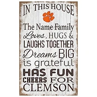 Clemson Tigers Personalized 11" x 19" In This House Sign