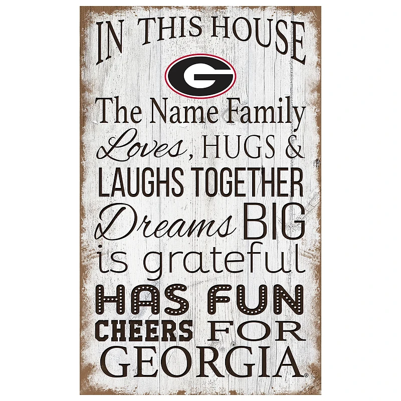 Georgia Bulldogs Personalized 11" x 19" In This House Sign
