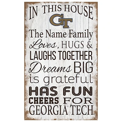 Georgia Tech Yellow Jackets Personalized 11" x 19" In This House Sign