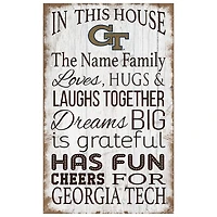 Georgia Tech Yellow Jackets Personalized 11" x 19" In This House Sign